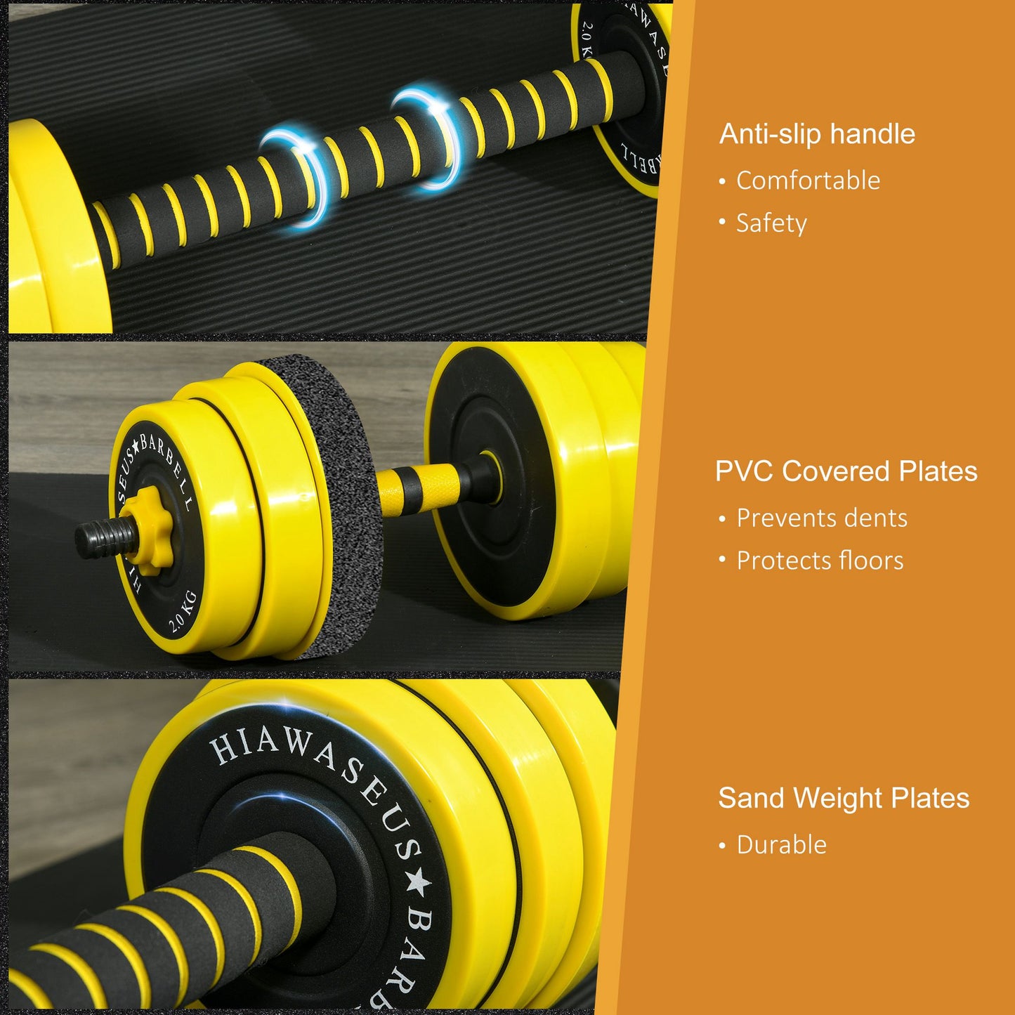 30KG Barbell & Dumbbell Set Fitness Exercise Home Gym Plate Bar HOMCOM