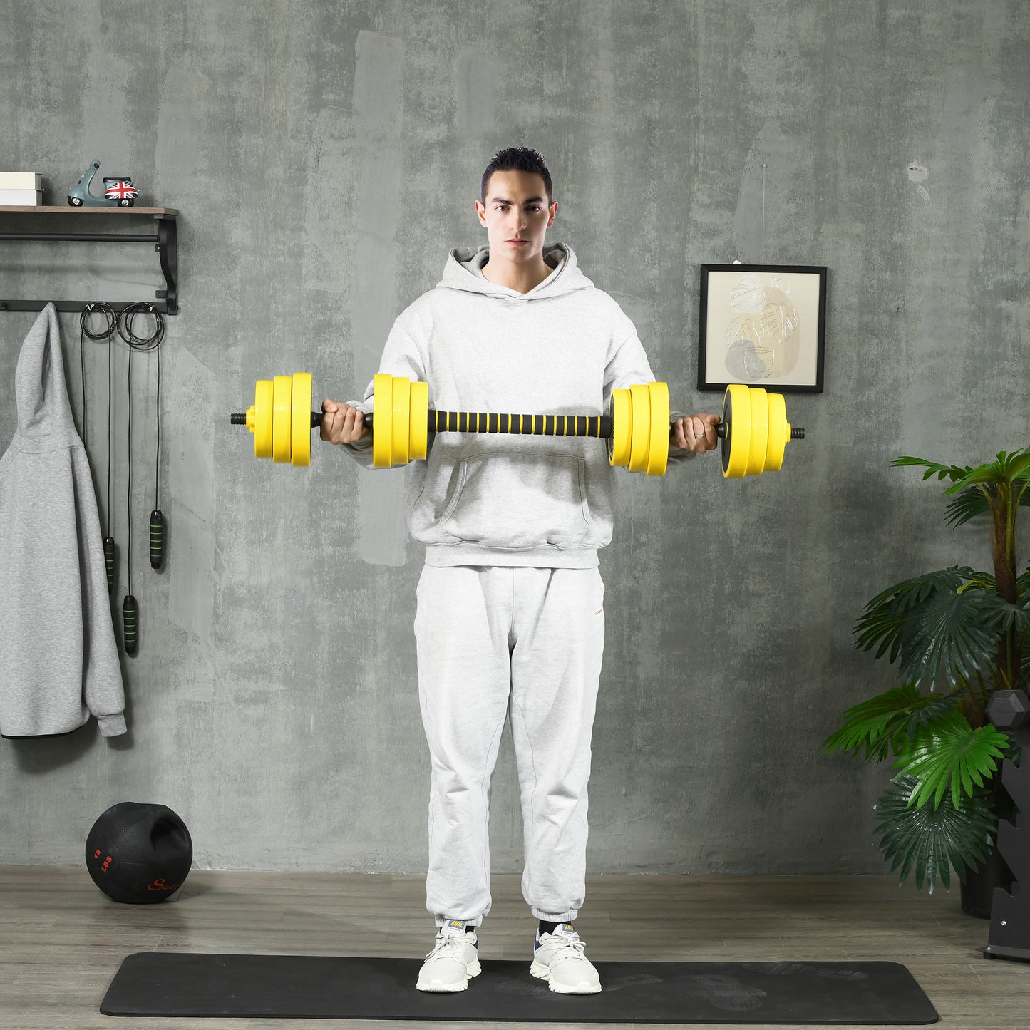 30KG Barbell & Dumbbell Set Fitness Exercise Home Gym Plate Bar HOMCOM