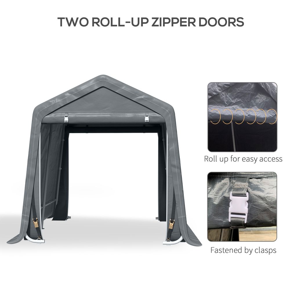 Storage Tent, Heavy Duty Metal Frame 2.8x2.4x2.4m, Dark Grey