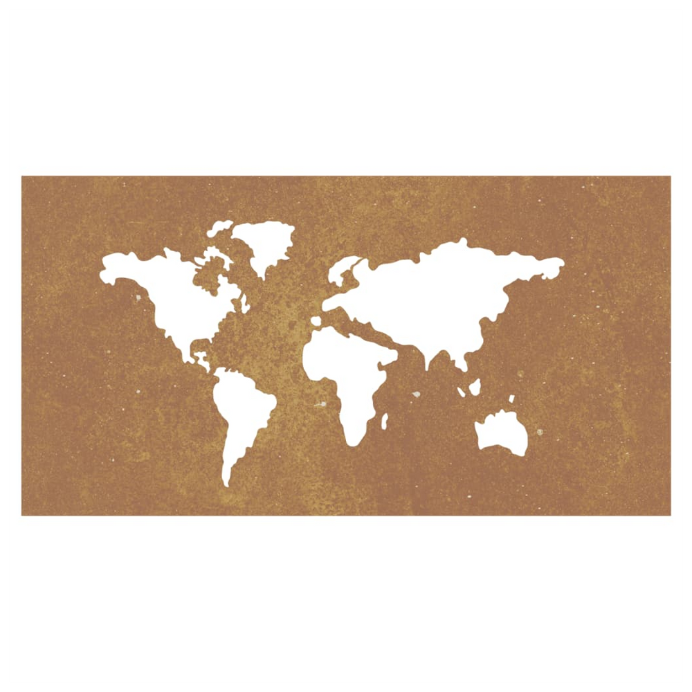 vidaXL Garden Wall Decoration 105x55 cm Corten Steel World Map Design