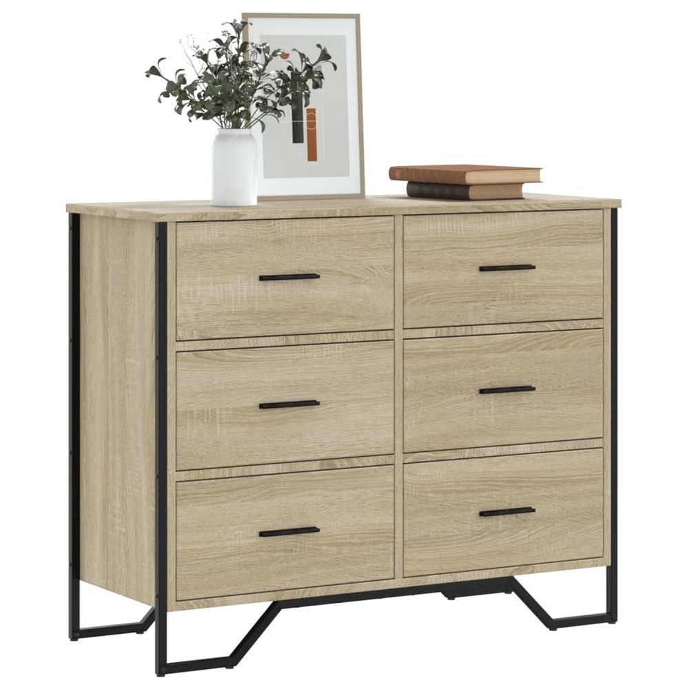 vidaXL Chest of Drawers Black 91x35.5x74.5 cm Engineered wood