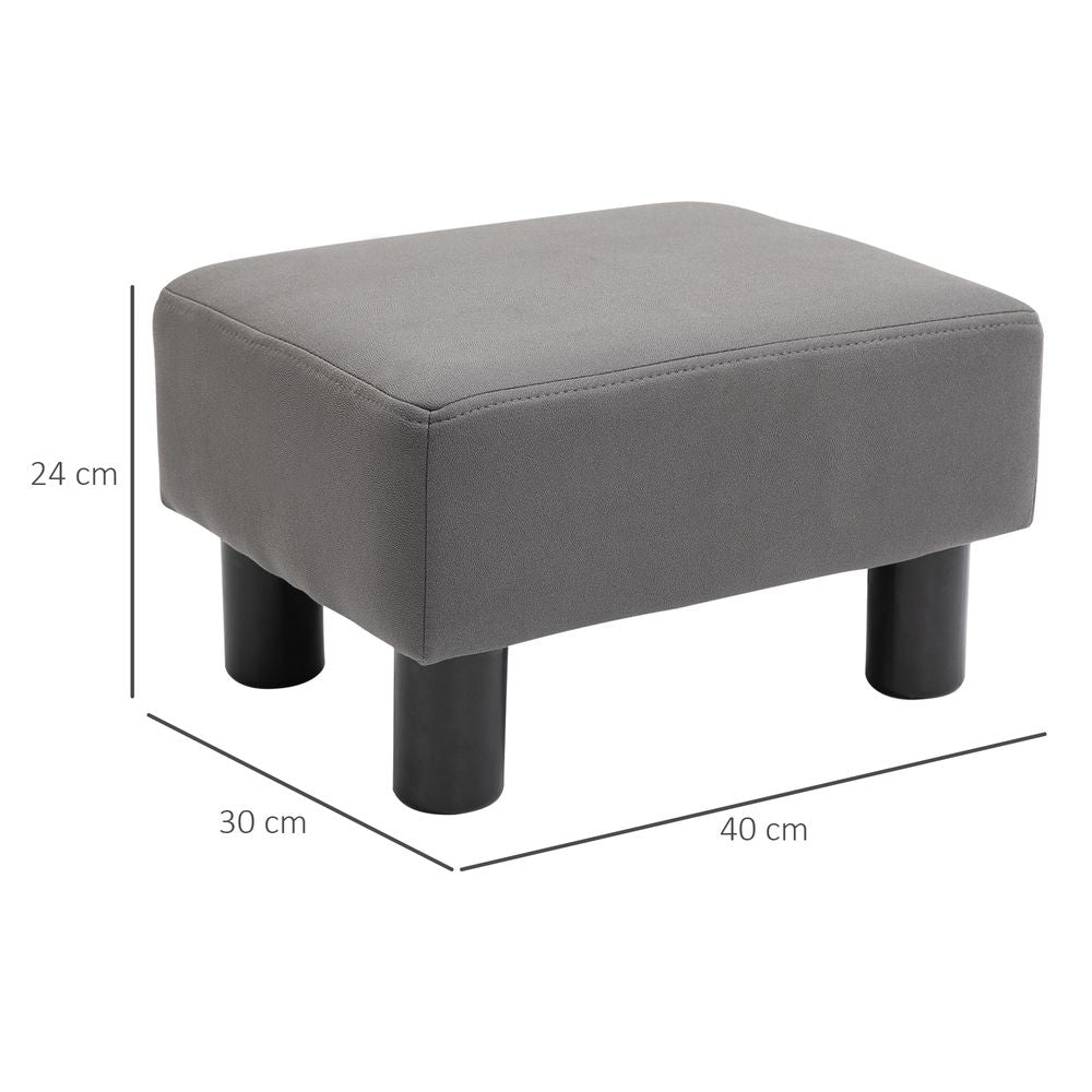 Ottoman Footrest Seat Chair Footstool Small PU Leather Home Office Grey