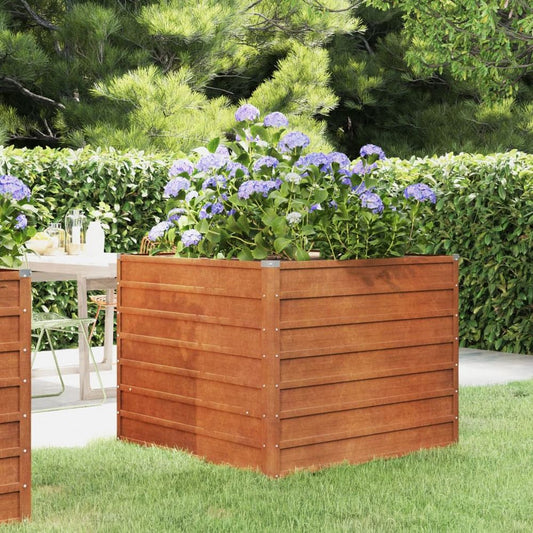 Garden Planter Grey 100x100x77 cm Corten Steel