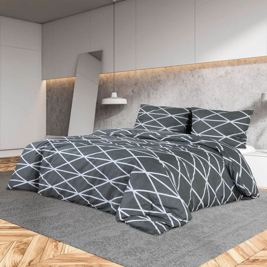 Duvet Cover Set Grey 140x200 cm Cotton