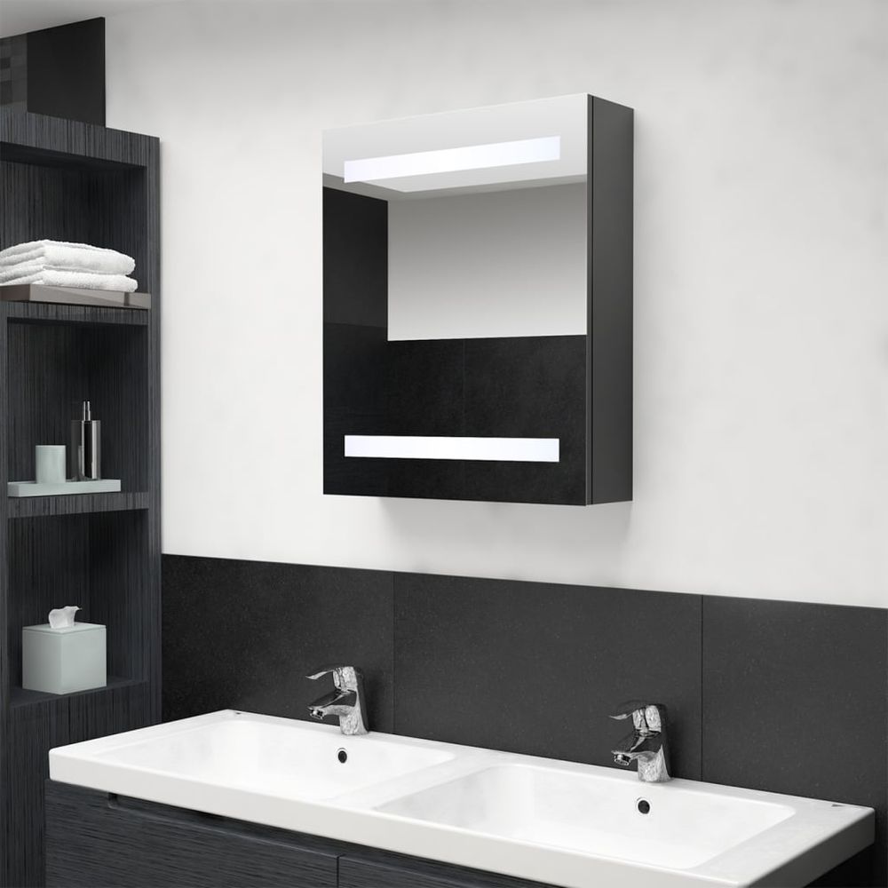 LED Bathroom Mirror Cabinet Concrete Grey 50x14x60 cm