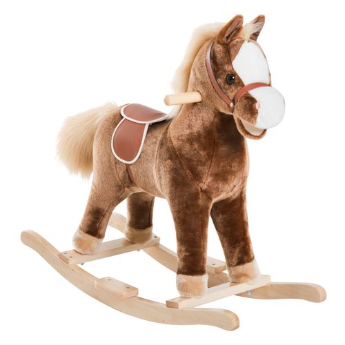 Kids Rocking Horse Wooden Plush Children Ride On Toy Rocker Baby Gift HOMCOM