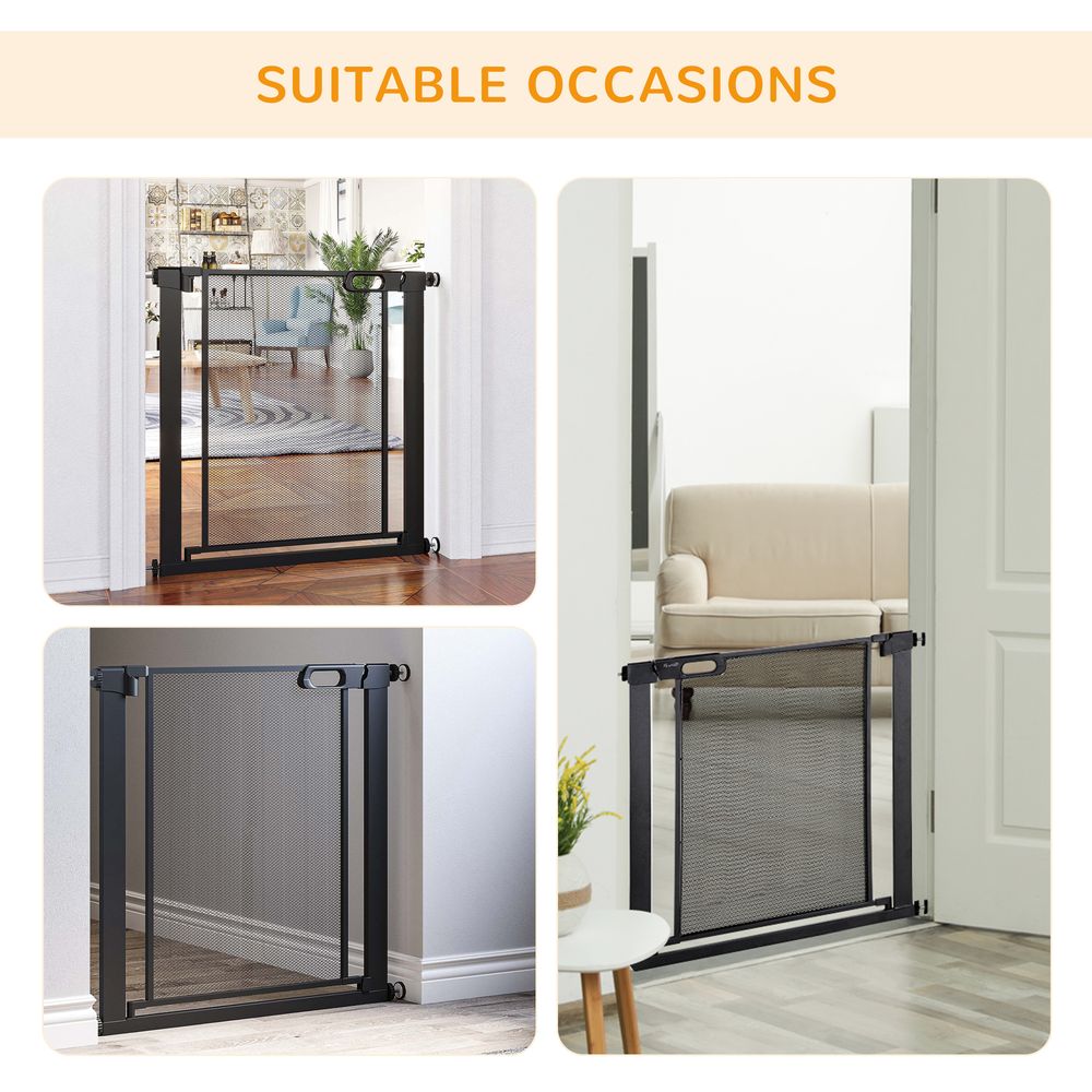 Pressure Fit Safety Gate for Stairs w/ Auto Close 75-82 cm - Black Pawhut