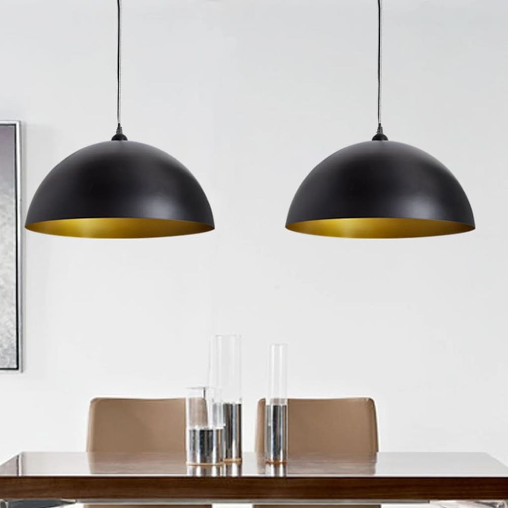 Ceiling Lamp 2 pcs Height-adjustable Semi-spherical Black