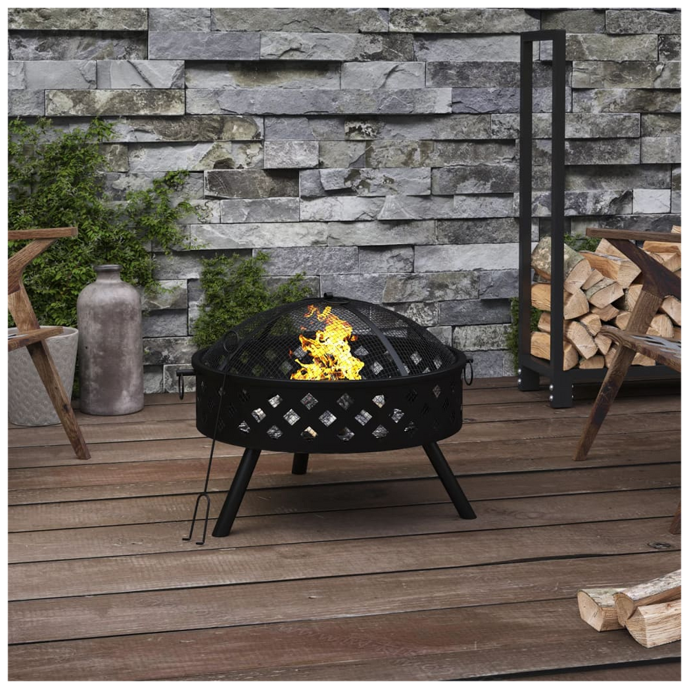 Fire Pit with Poker 58 cm XXL Steel