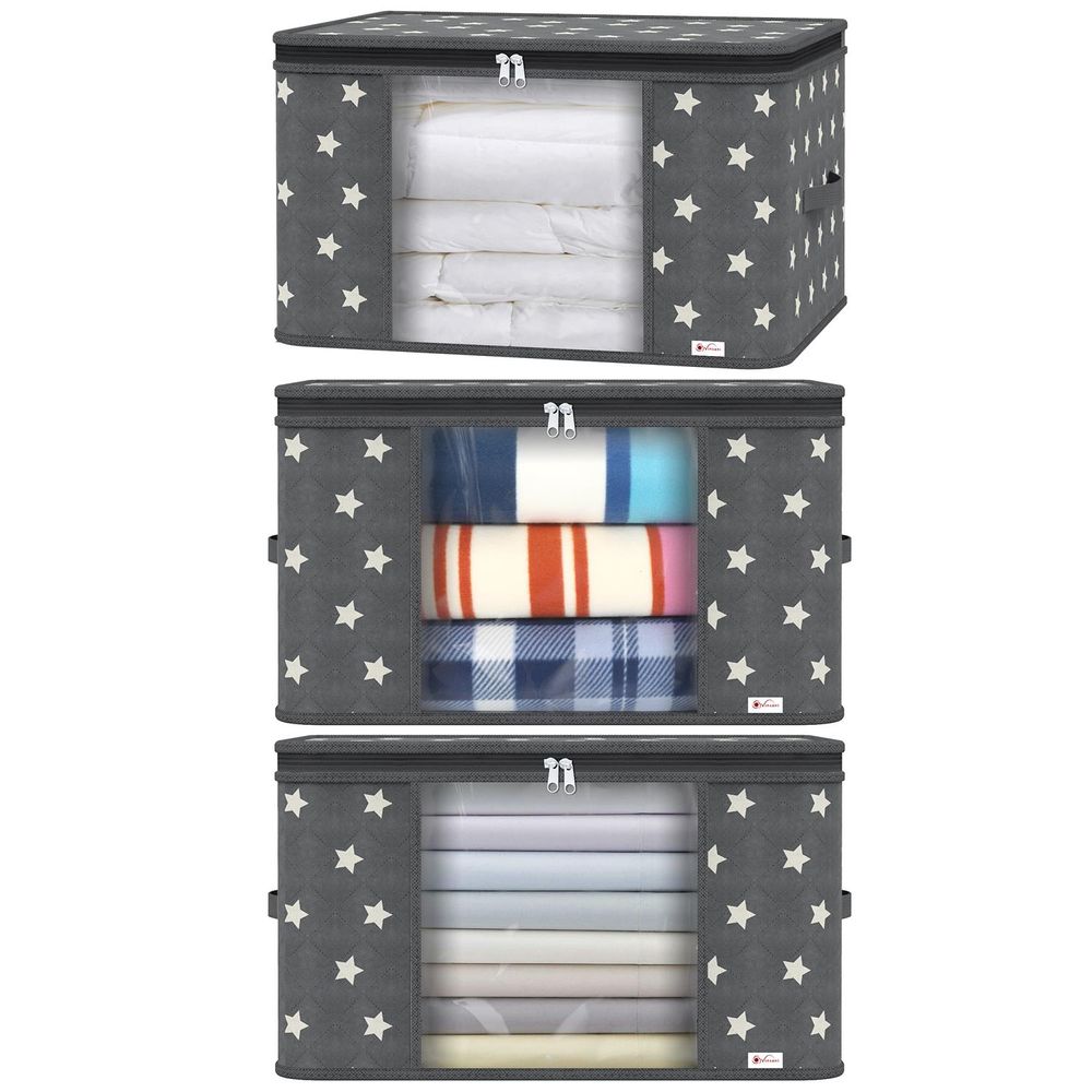 3pcs Deluxe Clothes Storage Bags Organizer Large Capacity Moisture-Proof