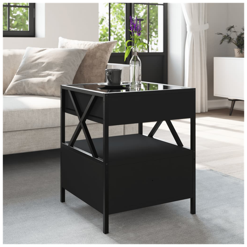 vidaXL Coffee Table with Infinity LED Black 40x40x51 cm