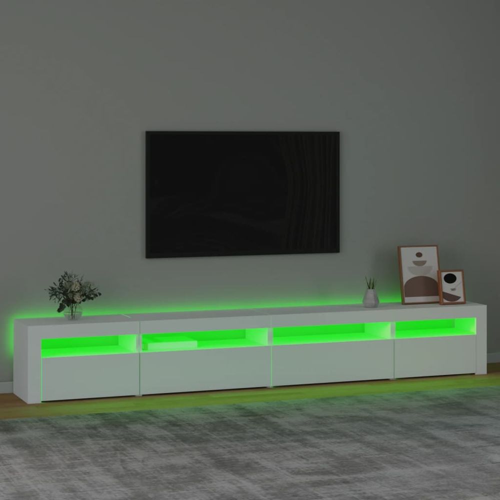 TV Cabinet with LED Lights White 270x35x40 cm