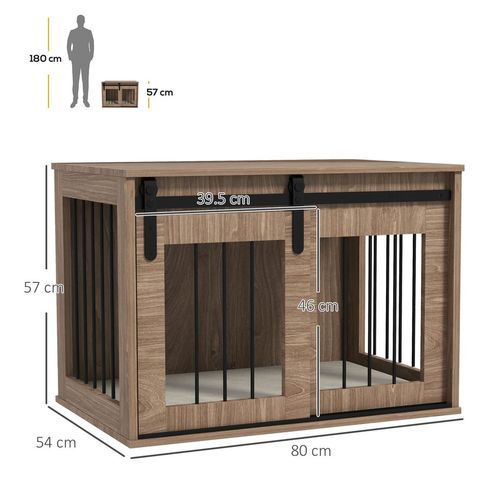 PawHut Dog Crate Furniture with Removable Cushion, for Medium Dogs - Brown