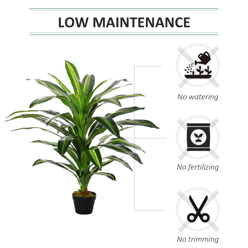 110cm/3.6FT Artificial Dracaena Tree Decorative Plant 40 Leaves Outsunny