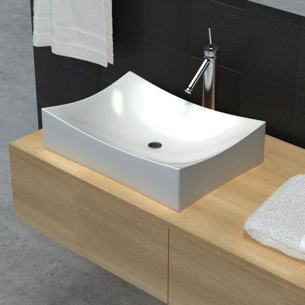 Ceramic Bathroom Sink Basin Black Rectangular