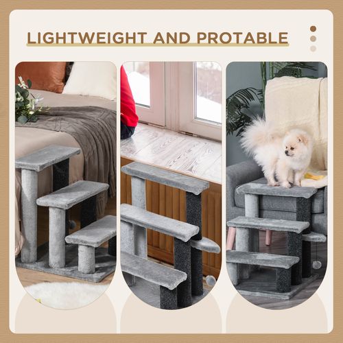 PawHut Pet Stairs with 3-step Stair, Scratching Posts, Platforms, Toy Ball