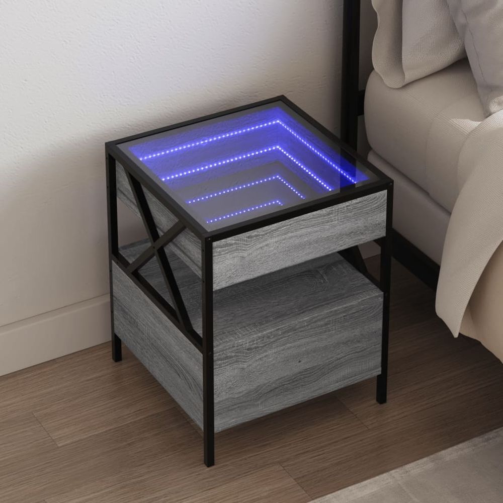 vidaXL Bedside Table with Infinity LED Black 40x40x51 cm