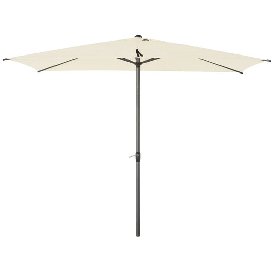 2.58m Aluminium Garden Parasol Sun Umbrella Angled Canopy Beige