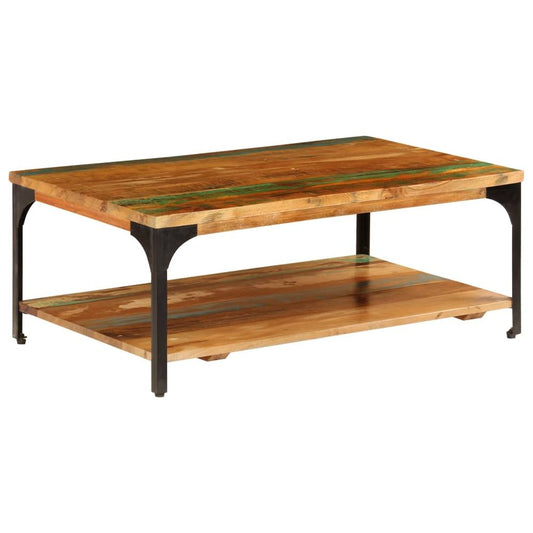 vidaXL Coffee Table with Shelf 100x60x35 cm Solid Reclaimed Wood