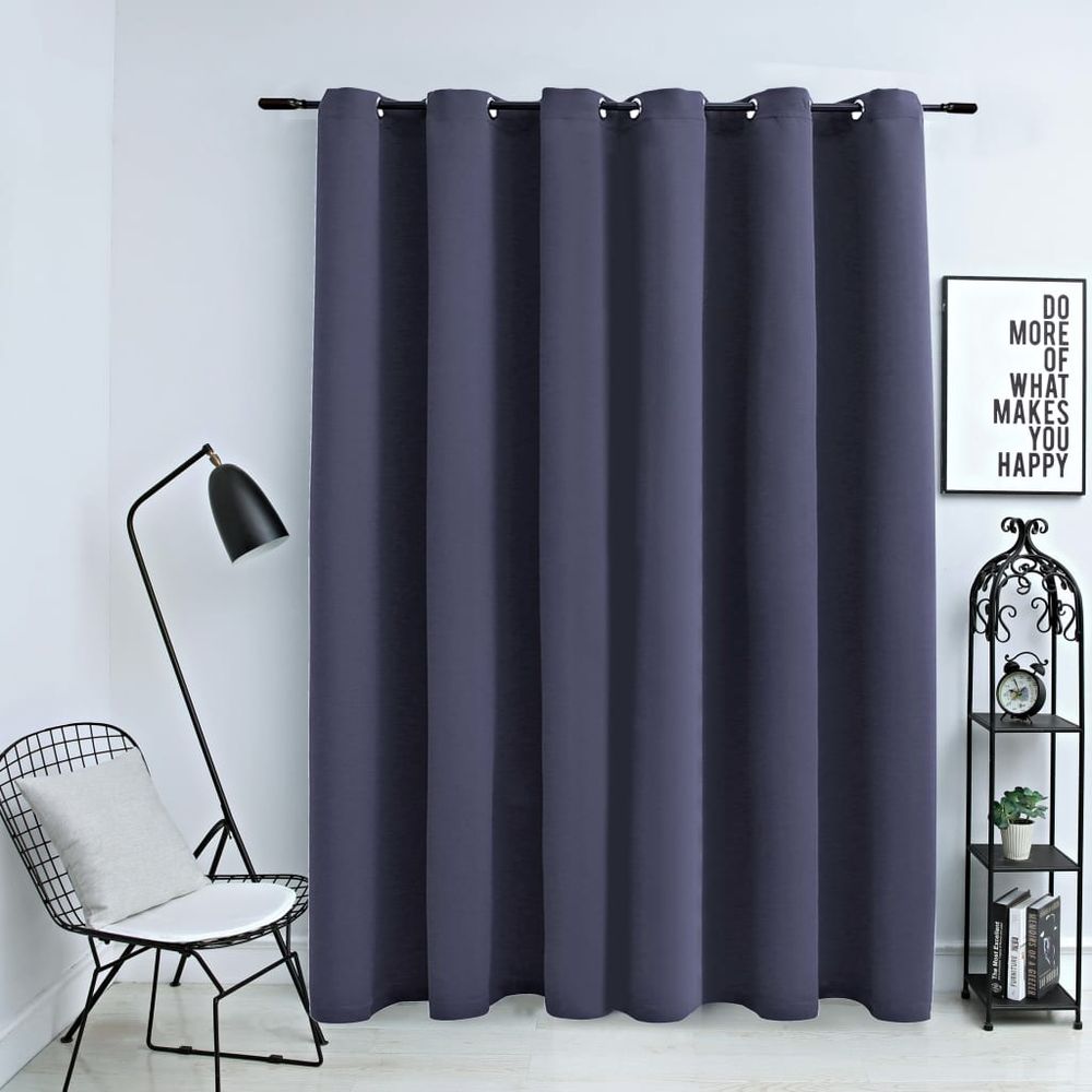 Blackout Curtain with Metal Rings Black 290x245 cm