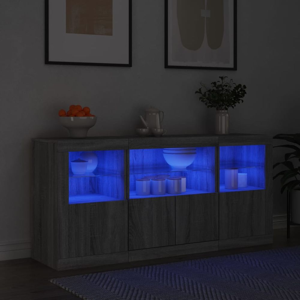 vidaXL Sideboard with LED Lights White 142.5x37x67 cm