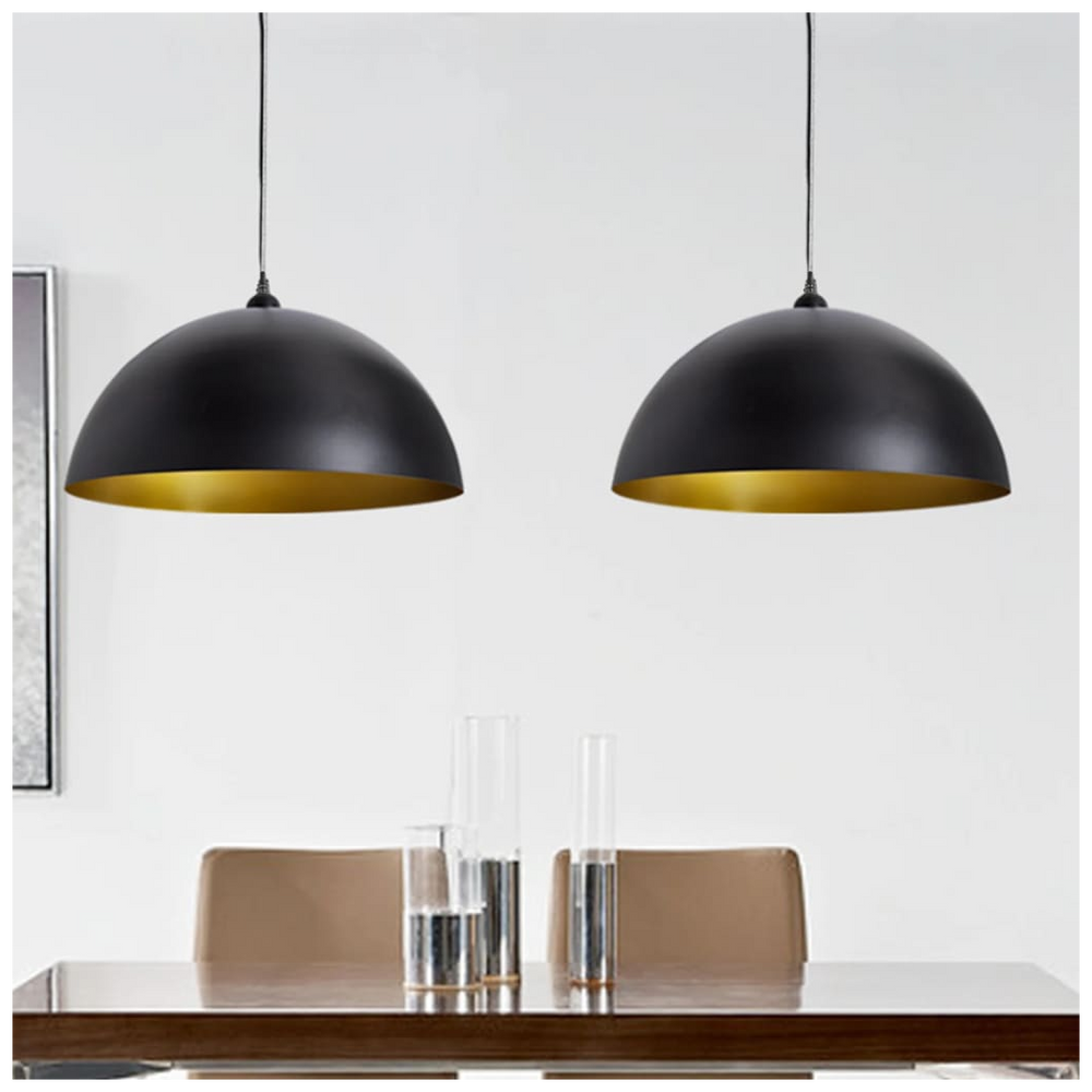 Ceiling Lamp 2 pcs Height-adjustable Semi-spherical Black