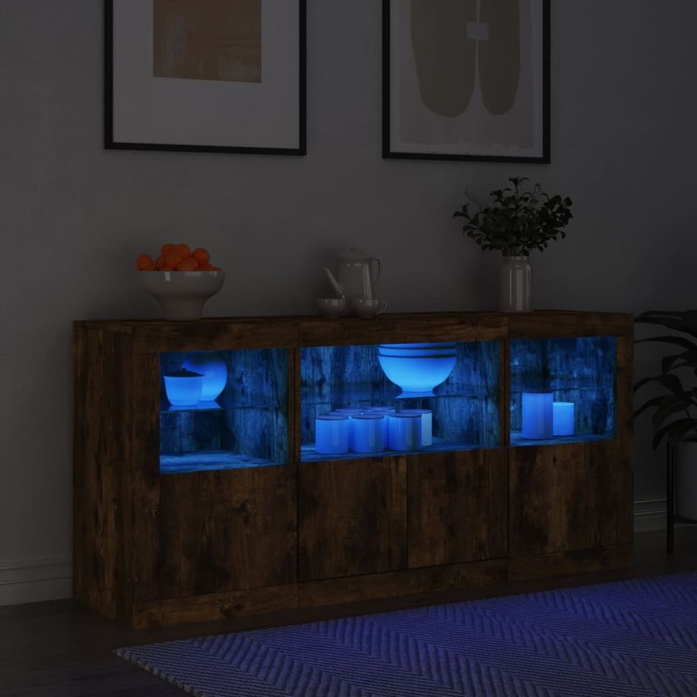 vidaXL Sideboard with LED Lights White 142.5x37x67 cm