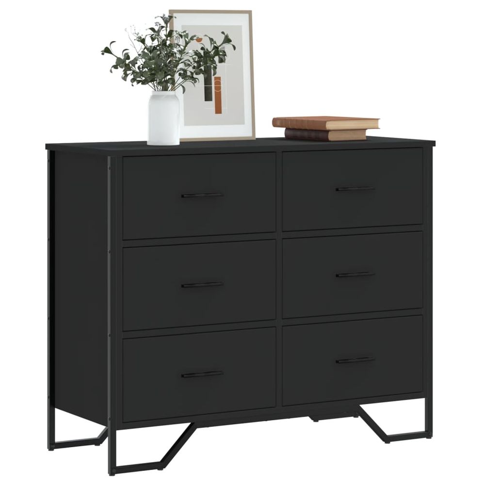 vidaXL Chest of Drawers Black 91x35.5x74.5 cm Engineered wood