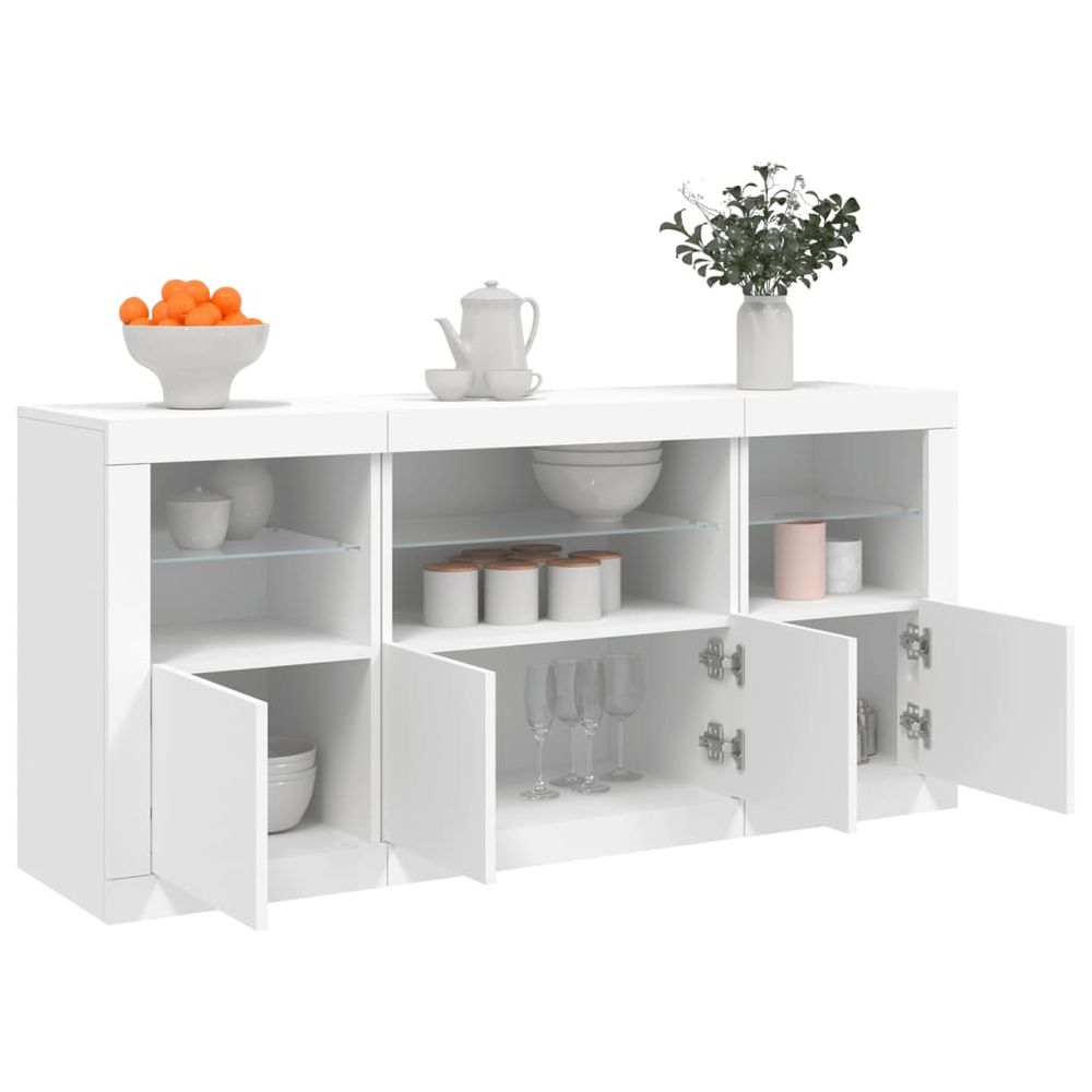 vidaXL Sideboard with LED Lights White 142.5x37x67 cm