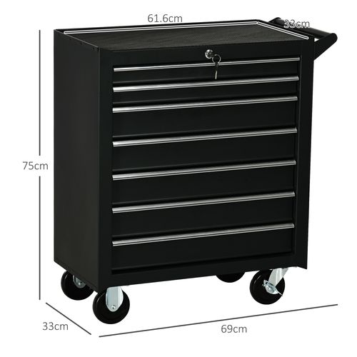 DURHAND Roller Tool Storage Chest Box Garage Workshop 7 Drawers