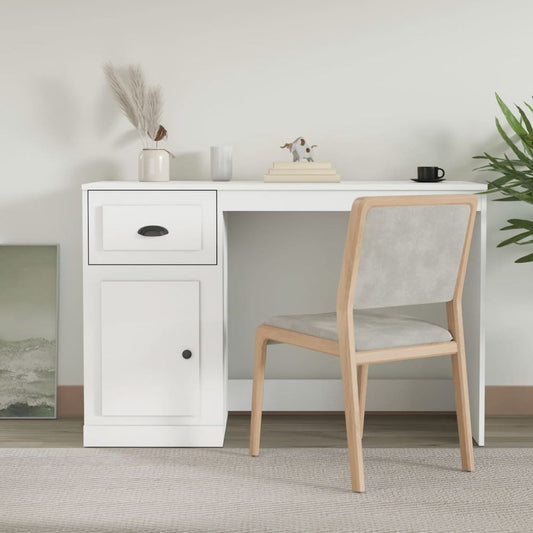 vidaXL Desk with Drawer White 115x50x75 cm Engineered Wood