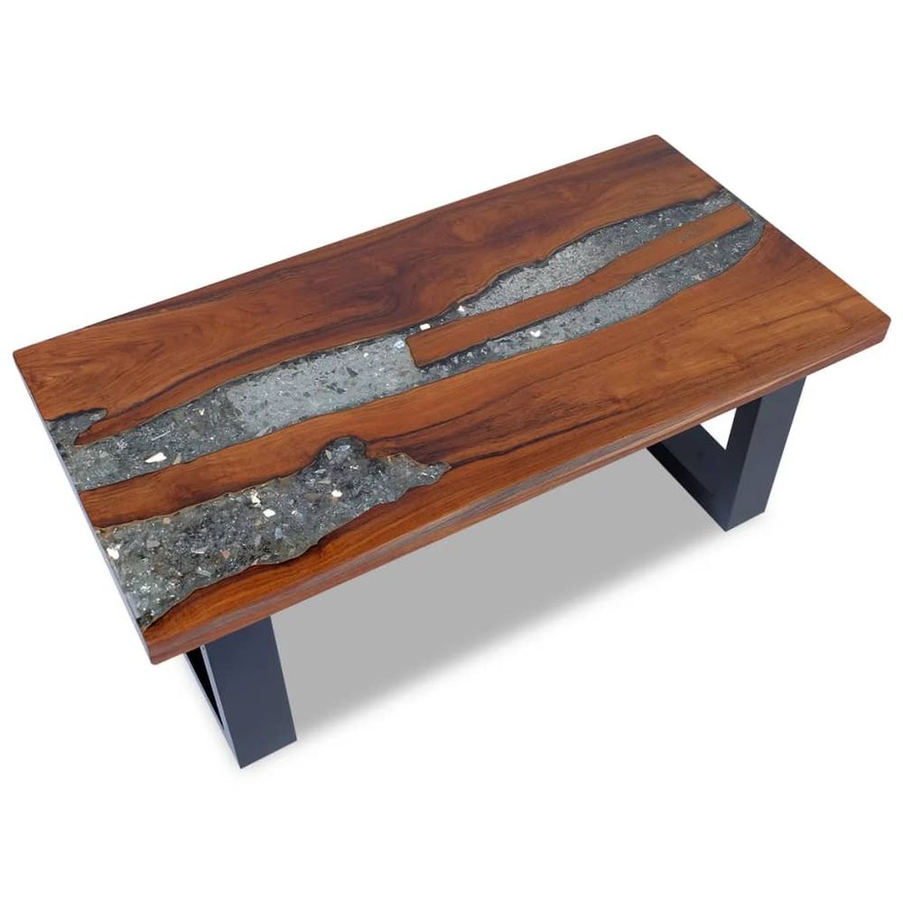 vidaXL Coffee Table Teak Resin 100x50x40 cm