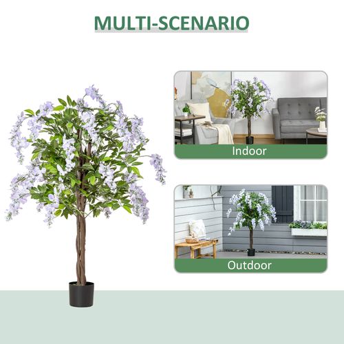 Artificial Realistic Wisteria Flower Tree Faux Decorative Plant, 110cm