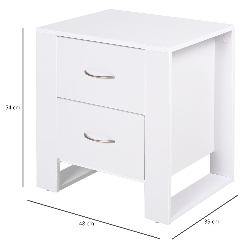 Particle Board 2-Drawer Bedside Table White