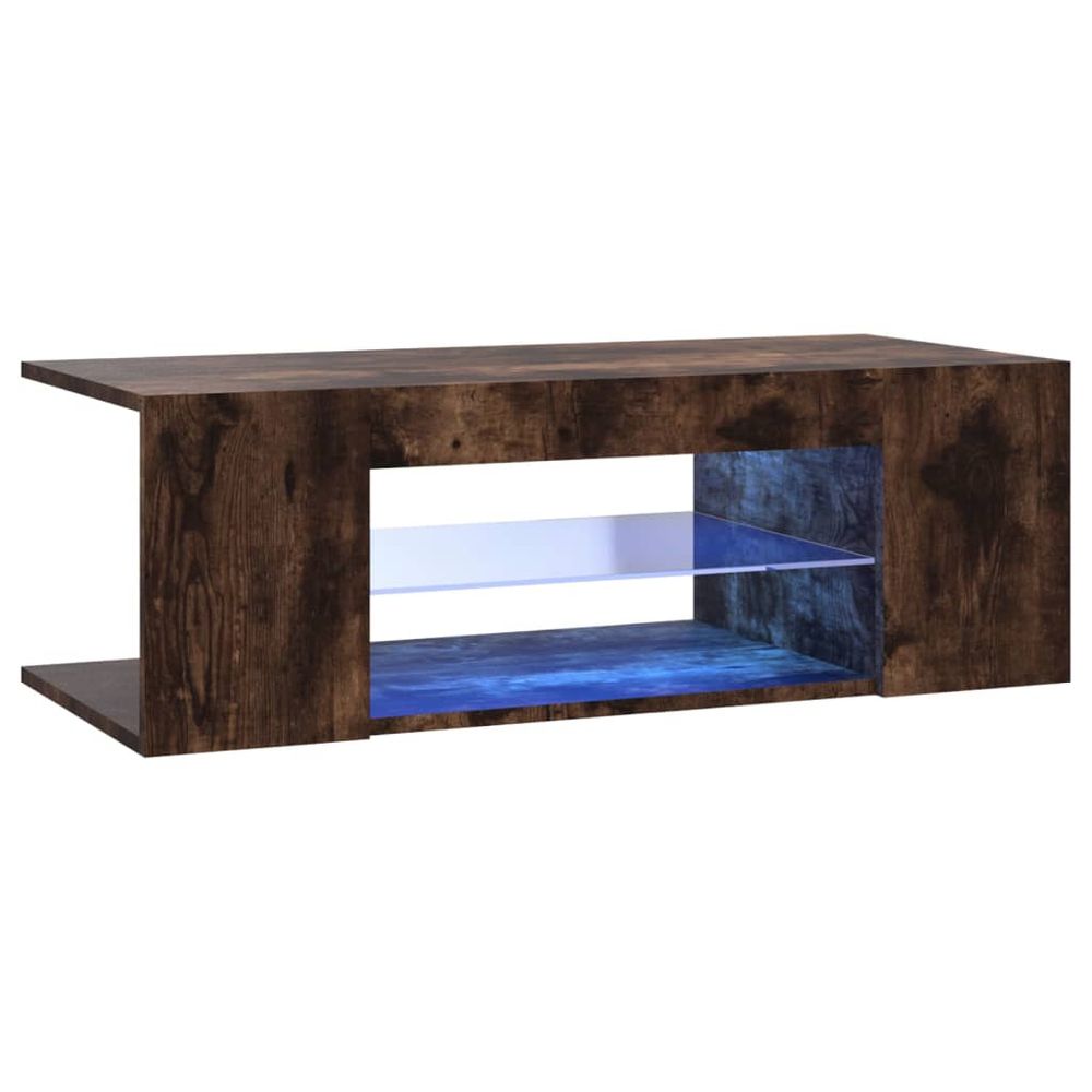 TV Cabinet with LED Lights Smoked Oak 90x39x30 cm