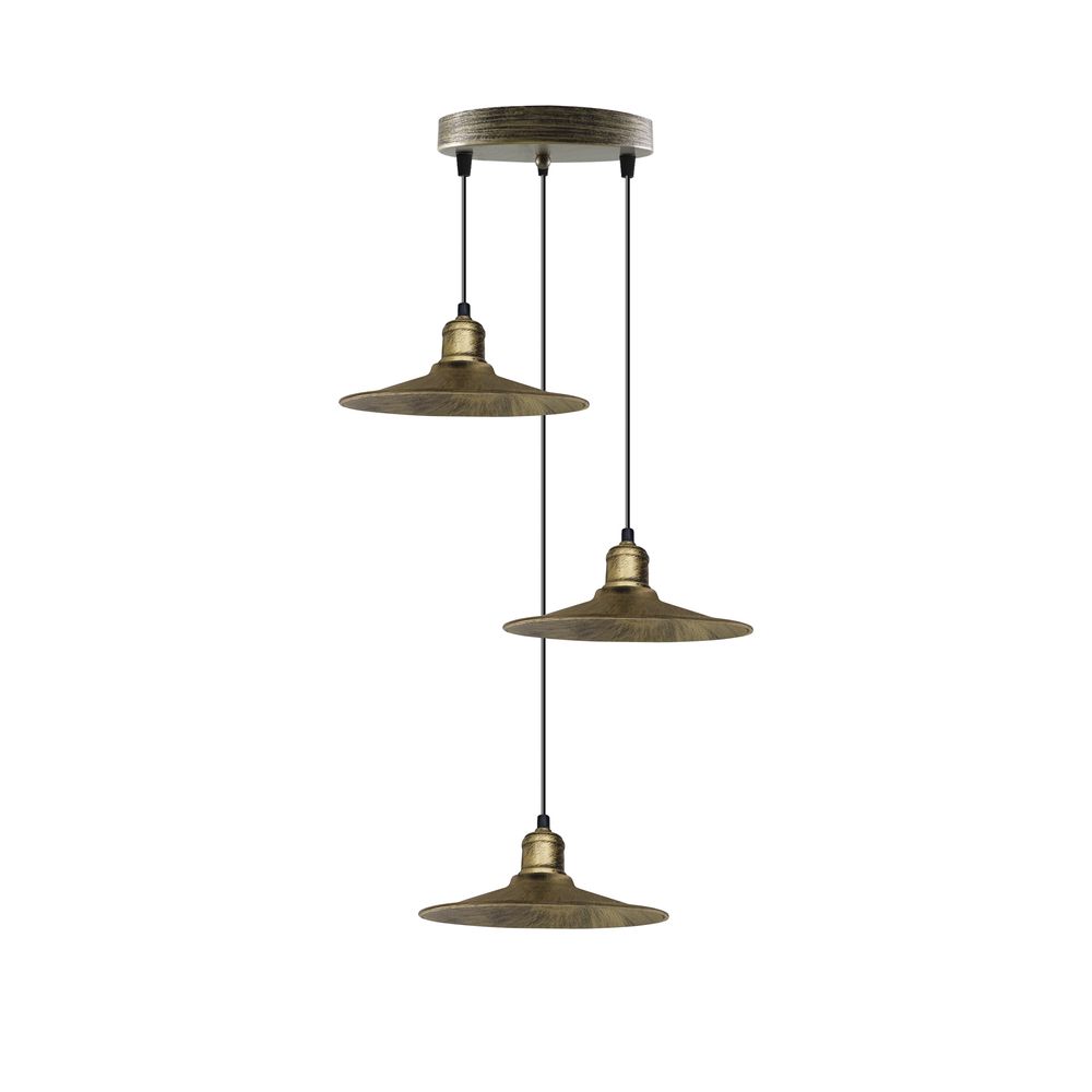 4 Head Vintage Industrial Brushed Brass Ceiling Pendant Easy Fit Light  Metal 22cm Ceiling Lighting Shade