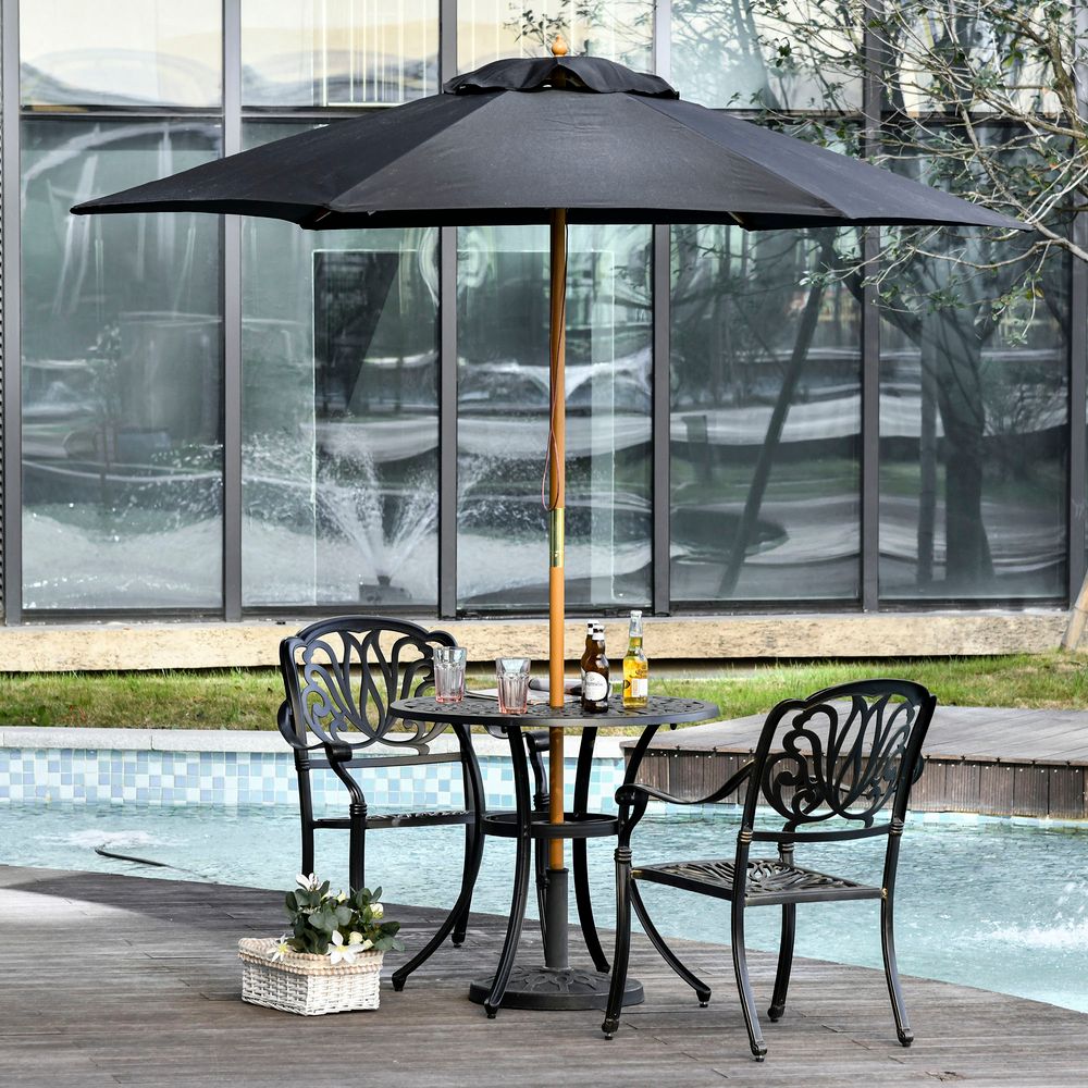 2.5m Wooden Garden Patio Parasol Umbrella