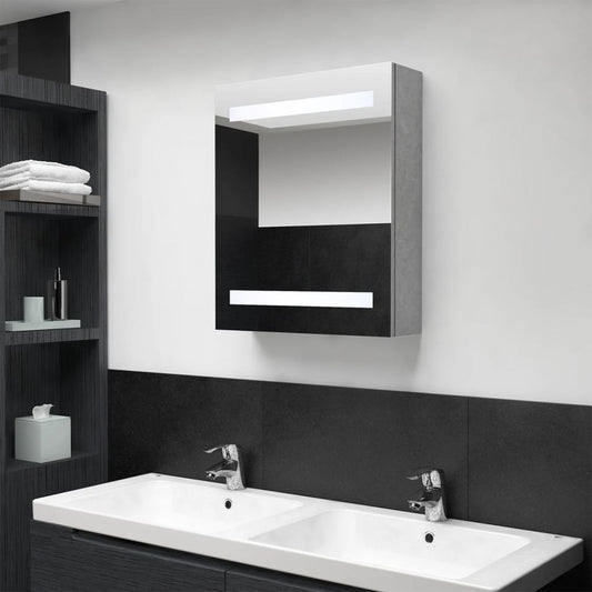 LED Bathroom Mirror Cabinet Concrete Grey 50x14x60 cm