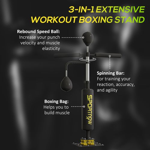 SPORTNOW Boxing Bag, Freestanding Punching Bag with Reflex Bar, Speed Balls