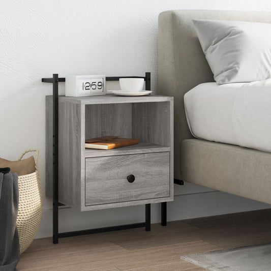 vidaXL Bedside Cabinet Wall-mounted Grey Sonoma 40x30x61 cm Engineered Wood