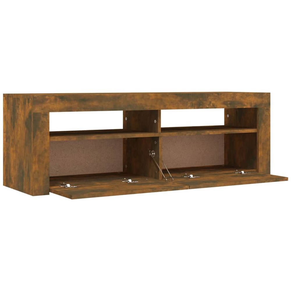 TV Cabinet with LED Lights Smoked Oak 120x35x40 cm