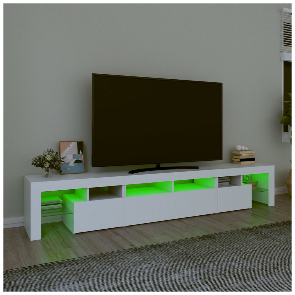 vidaXL TV Cabinet with LED Lights White 230x36.5x40 cm