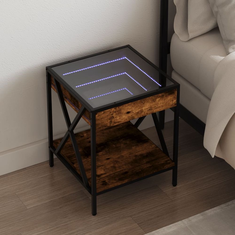 vidaXL Bedside Table with Infinity LED Black 40x40x49 cm