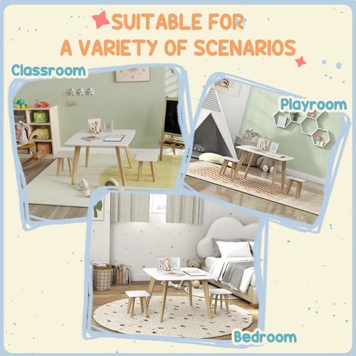 AIYAPLAY 3 Pieces Kids Table and Chair Set for Playroom, Bedroom