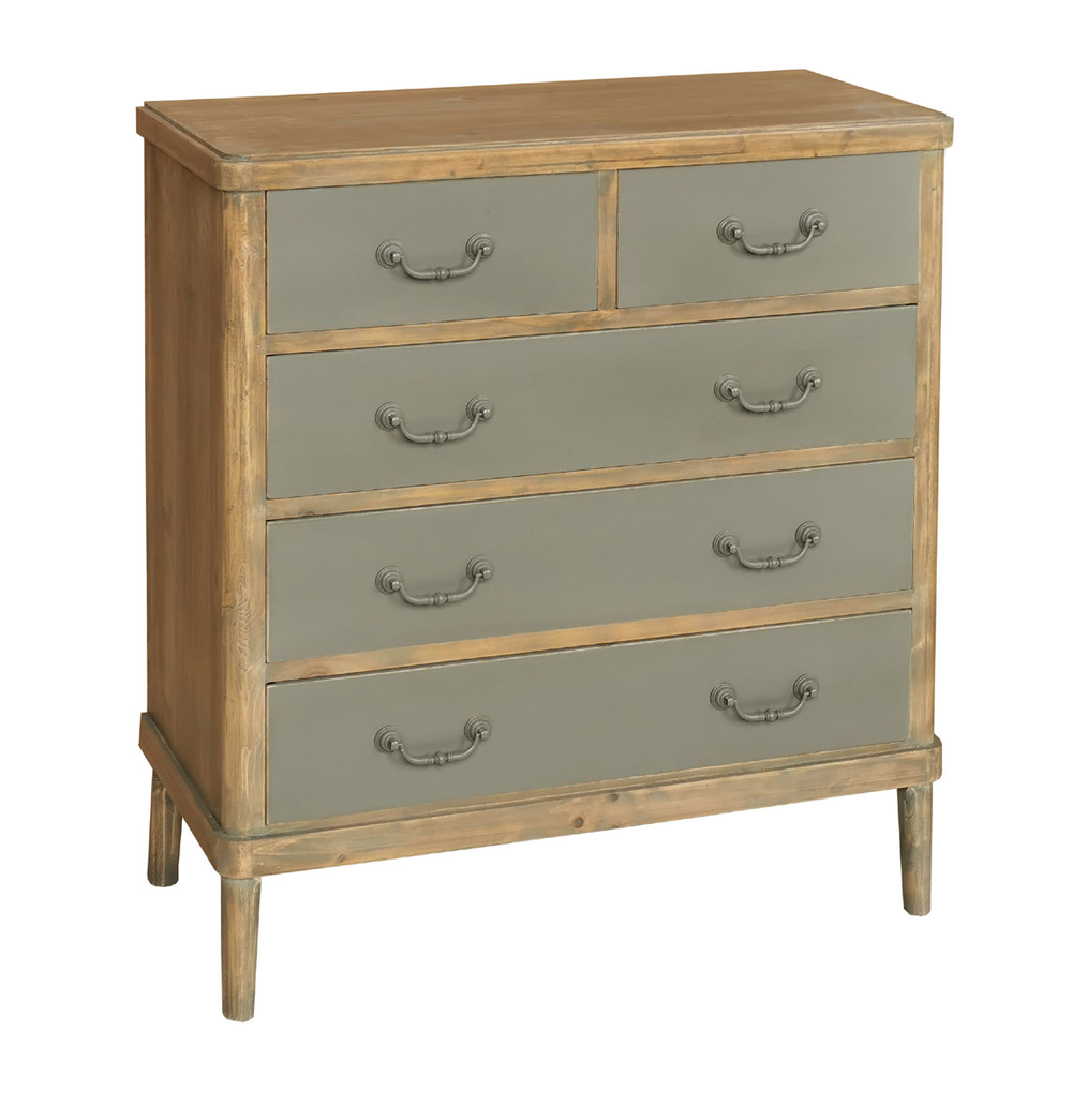 90CM WOODEN 5 DRAWER CHEST OF DRAWERS