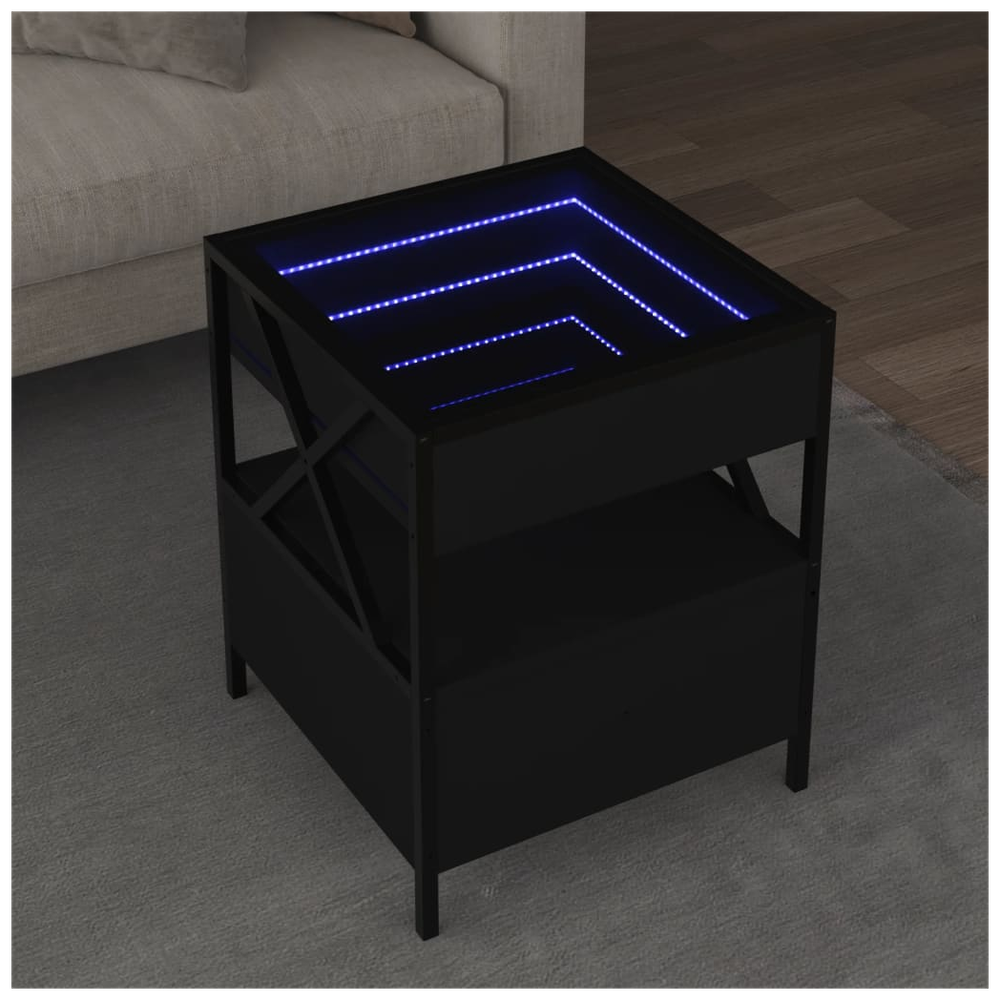 vidaXL Coffee Table with Infinity LED Black 40x40x51 cm