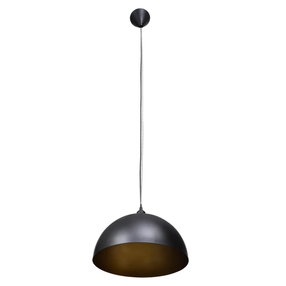 Ceiling Lamp 2 pcs Height-adjustable Semi-spherical Black