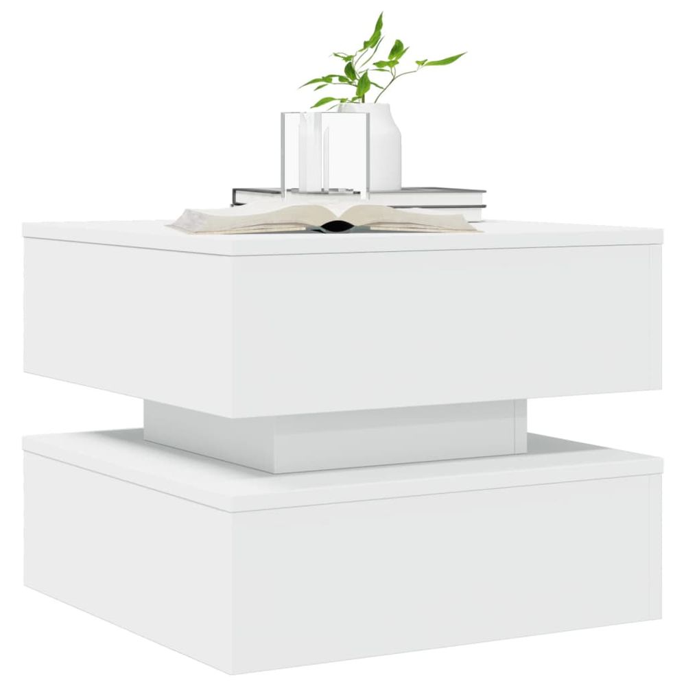 vidaXL Coffee Table with LED Lights White 50x50x40 cm