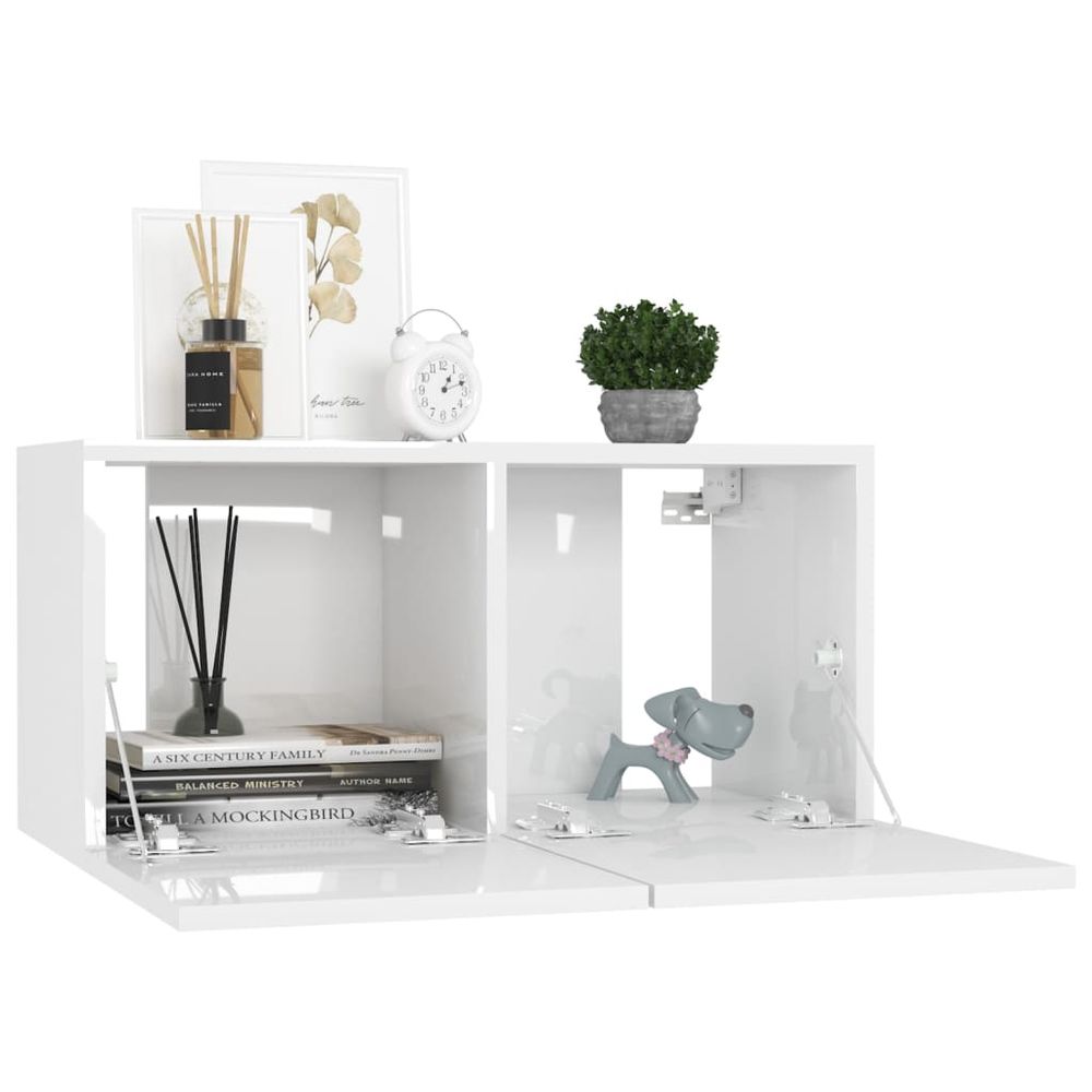 6 Piece TV Cabinet Set High Gloss White Engineered Wood