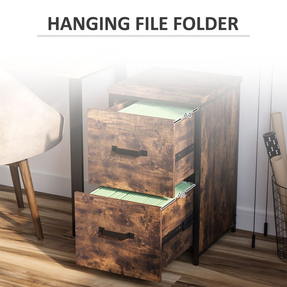 70cm Vertical Office Filing Cabinet w/ 2 Drawer, Hanging File Folder Vinsetto